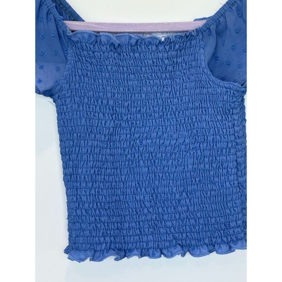 NWT Tru Luv Blue Smocked Cropped Top Size 10 - Picture 4 of 8
